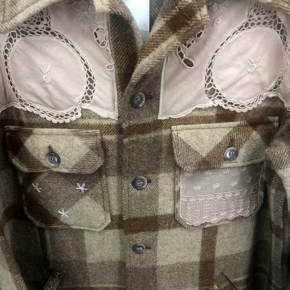 LOVESHACKFANCY RARE Upcycled Buffalo Check Jacket Shacket 1/1 NEW Medium - Picture 5 of 6